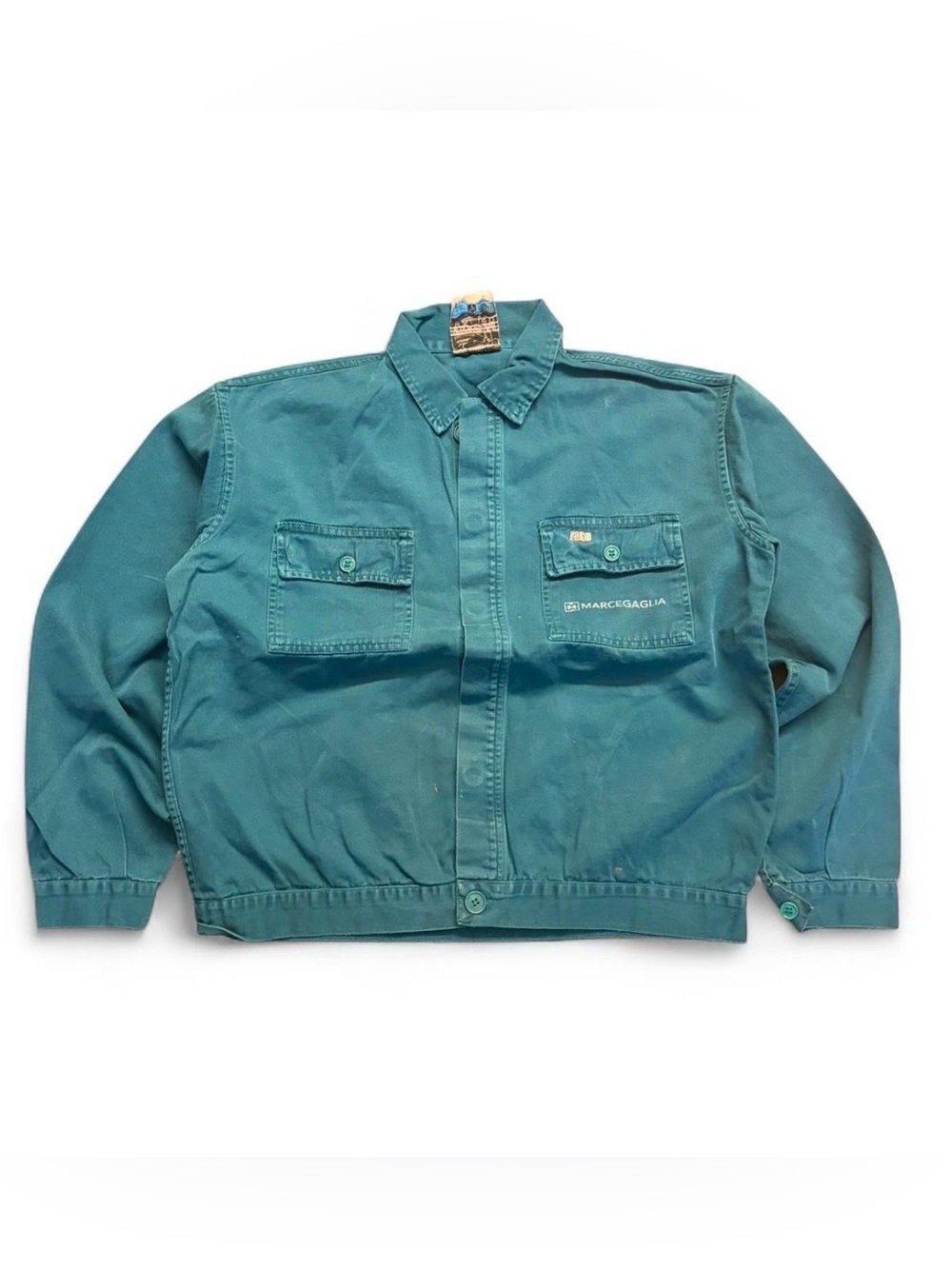 Vintage Green Workwear Jacket with Chest Pockets